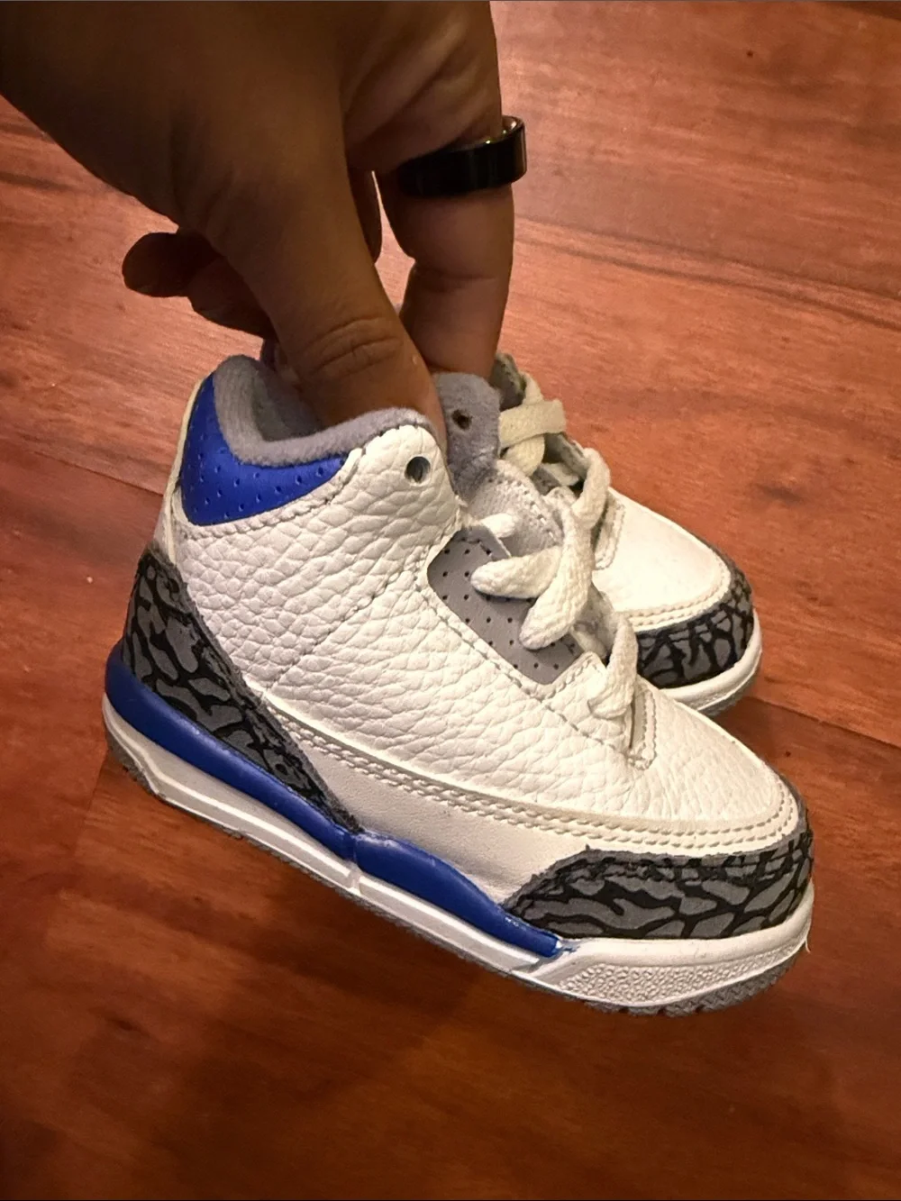 Jordan White and Blue Baby Walker Sneakers